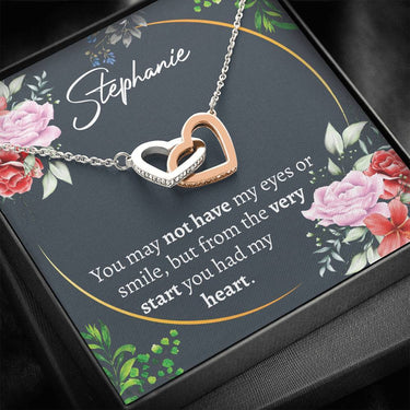 Personalized Adopted Child (Adoption) Interlocking Hearts Necklace - Love You This Much